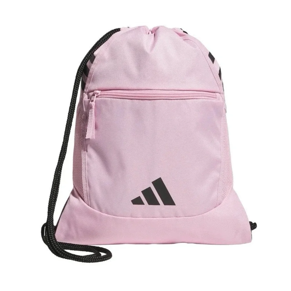 Adidas Stadium Sackpack Drawstring Gym Bag‎ True Pink Black OSFA NEW