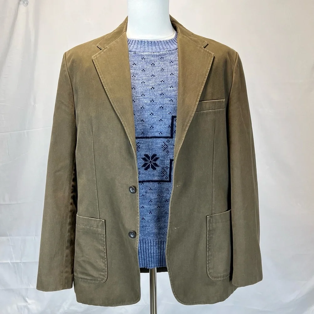 VINTAGE 100% cotton duck men’s‎ blazer sports jacket coat St. John’s bay neutral