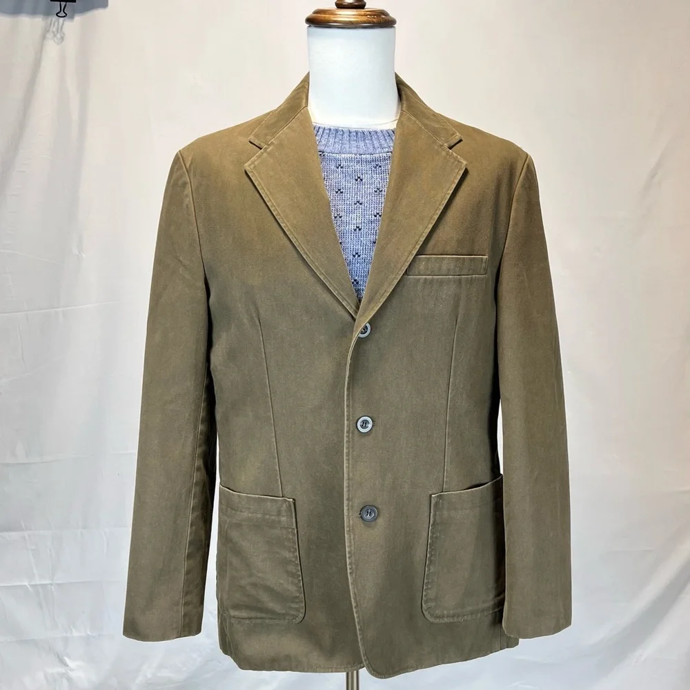 VINTAGE 100% cotton duck men’s‎ blazer sports jacket coat St. John’s bay neutral