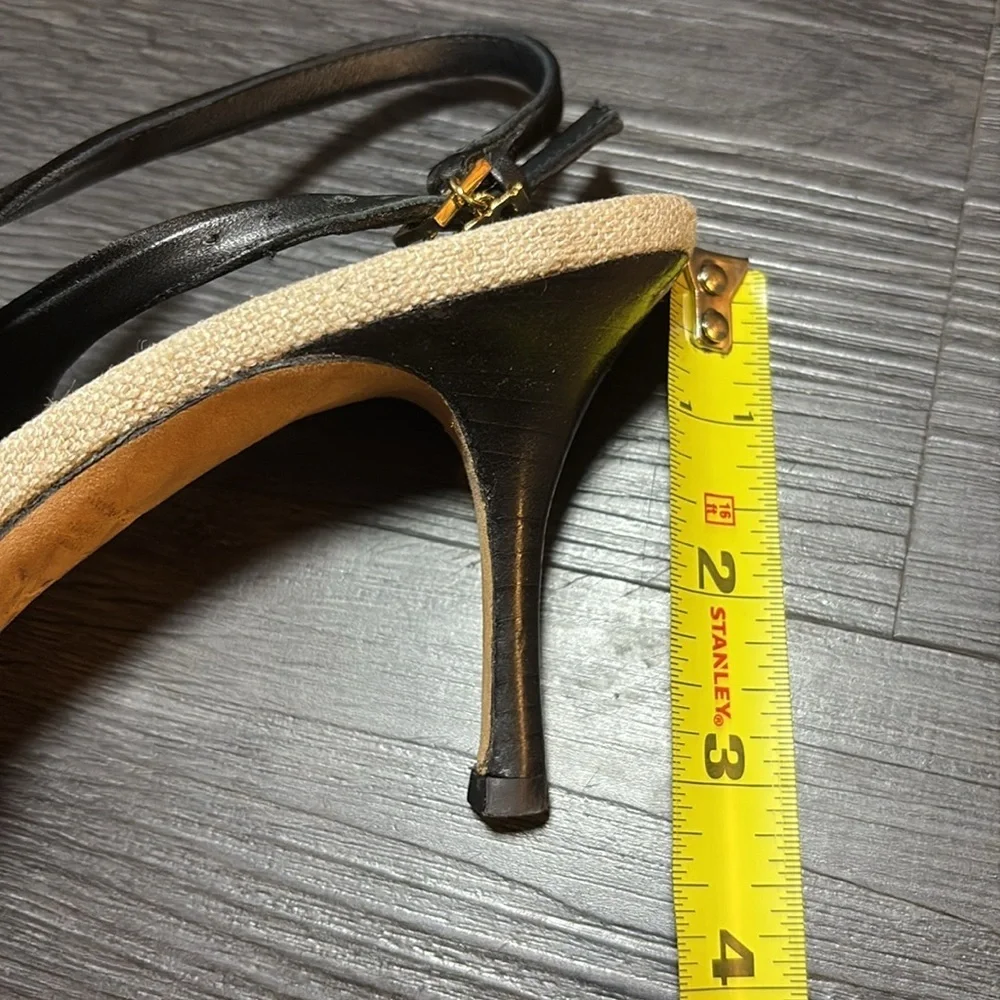 Tory Burch Pearl Black Pointed Toe Slingback Heels Size 9