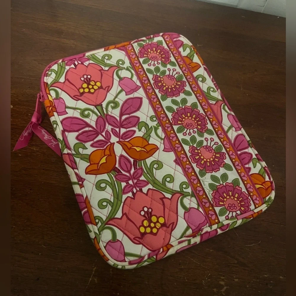 Vera Bradley Pink and Green Floral Quilted Pouch