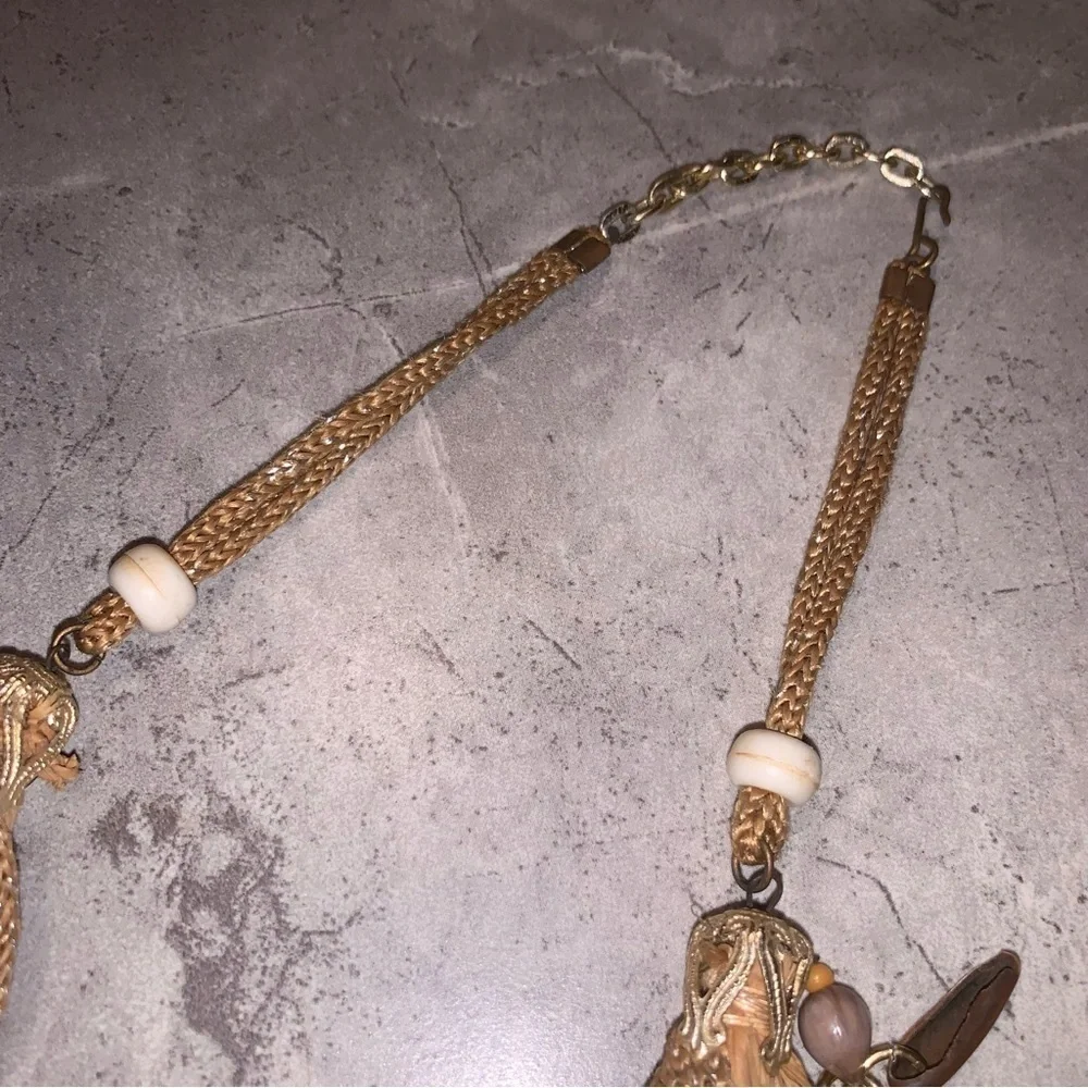 Vintage Unique Woven Vintage Handmade Choker Charm Necklace Maximalism Art Rare