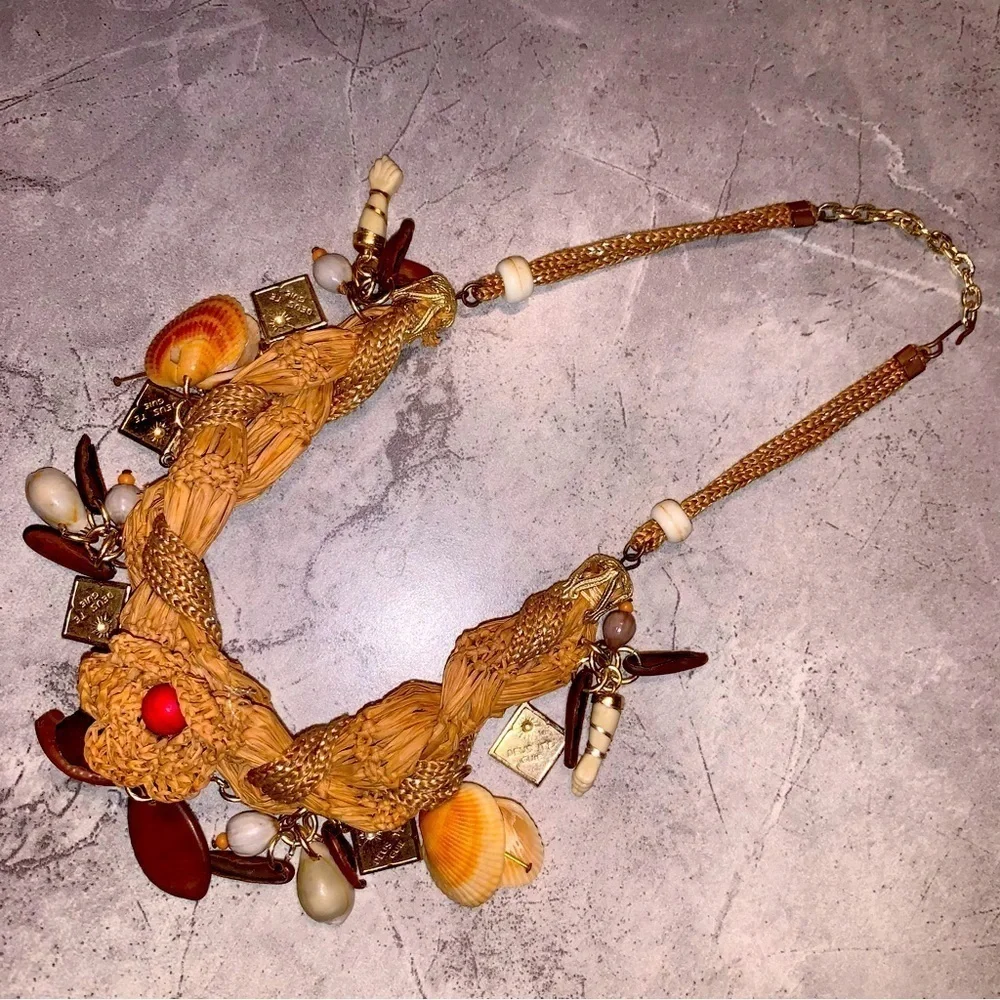 Vintage Unique Woven Vintage Handmade Choker Charm Necklace Maximalism Art Rare