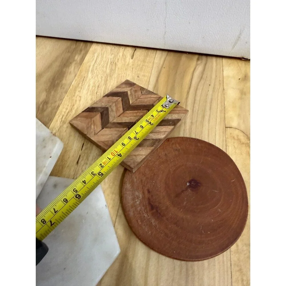Mixed Material Coaster Set – Marble & Wood