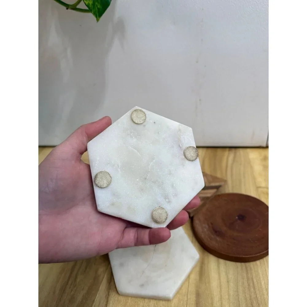 Mixed Material Coaster Set – Marble & Wood