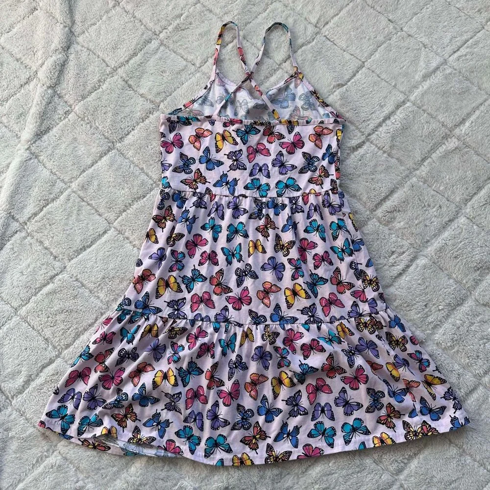 The Children's Place | Rose Mist Butterfly Print Tiered Dress | Size Extra Large