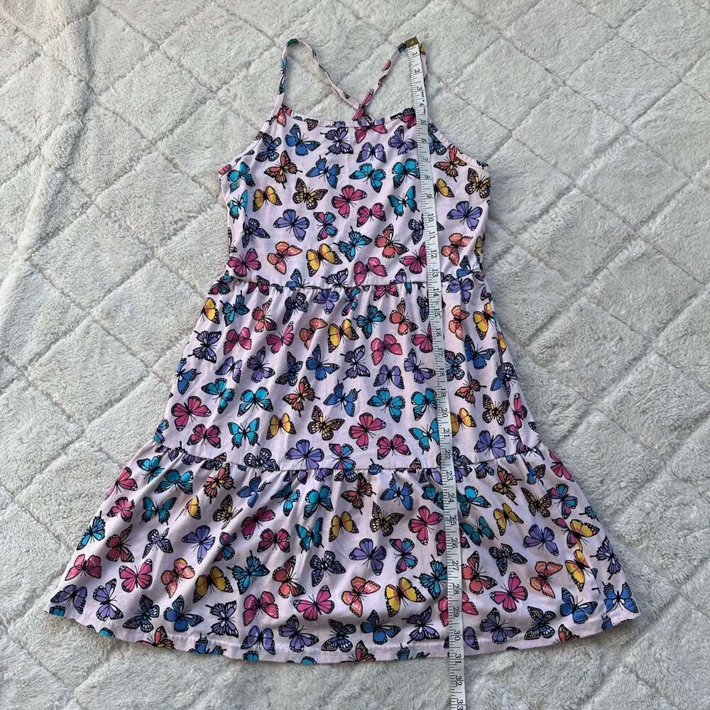 The Children's Place | Rose Mist Butterfly Print Tiered Dress | Size Extra Large