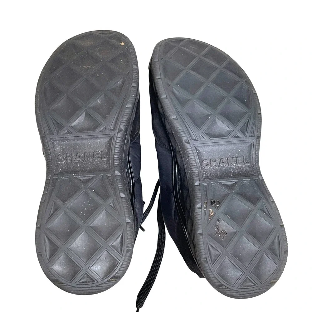 Chanel G38035‎ Black Nylon Suede Sneakers CC Logo Trainer Shoes EU 39 US 8.5