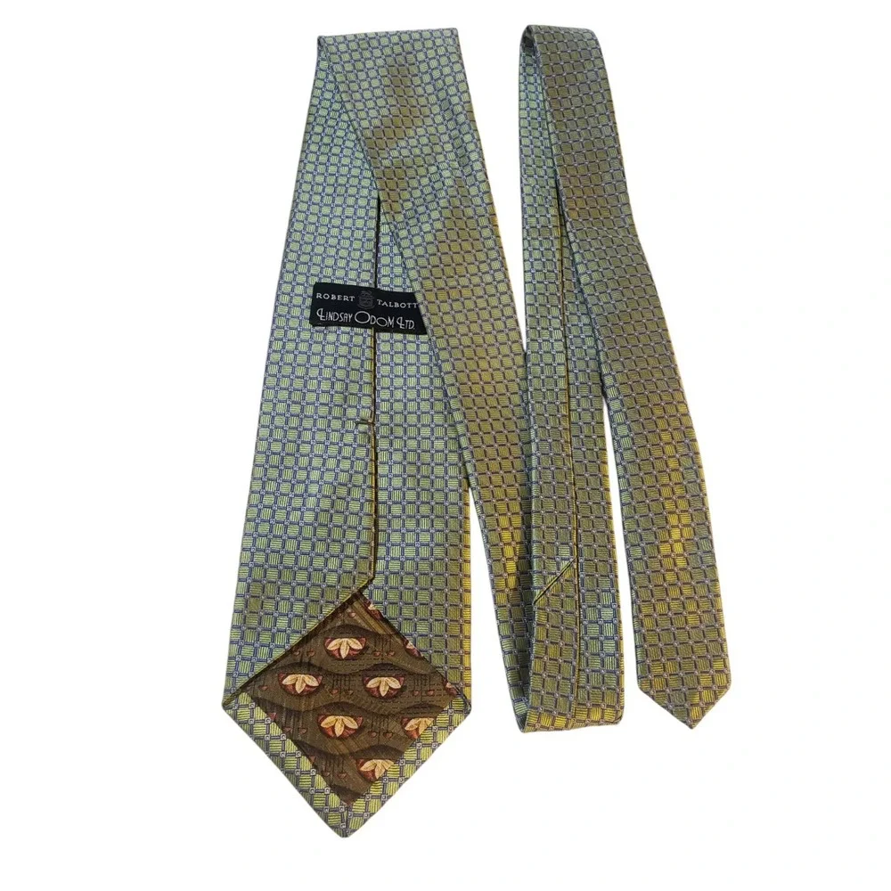 Robert Talbott by Lindsay Odom‎ Mens Tie Necktie Designer Green Blue Geometric