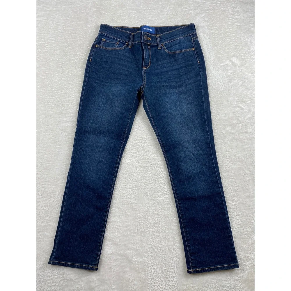 Old Navy Dark Wash Stretch Jeans Adjustable Waist Girls Size‎ 14 Regular
