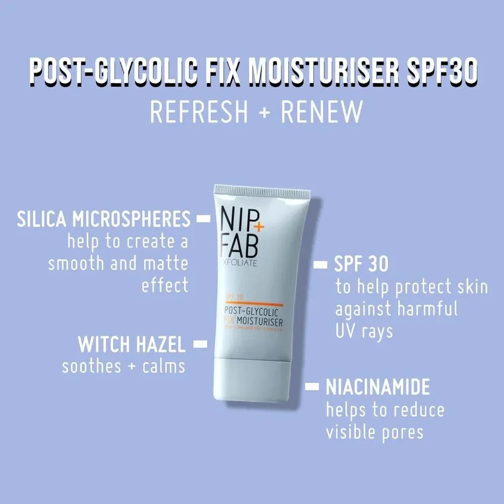 Nip + Fab Post Glycolic Fix Oil Free Moisturizer Face SPF 30 New Sealed Tube