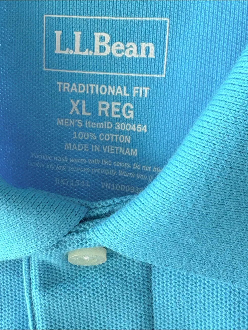 Men’s L.L. Bean Turquoise Blue Traditional Fit Cotton Knit Polo Shirt NWOT XL
