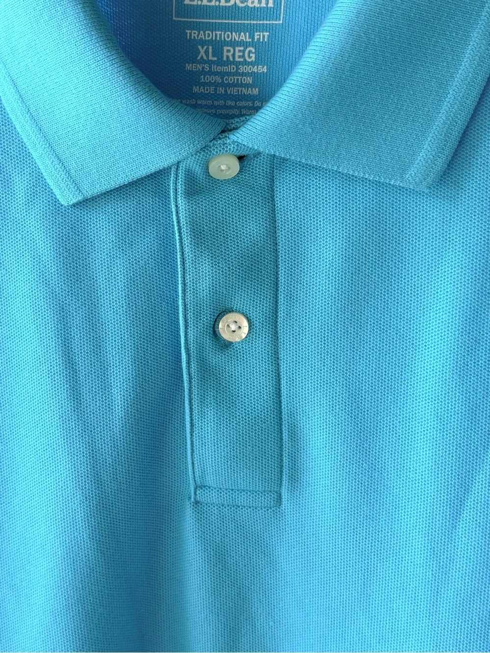 Men’s L.L. Bean Turquoise Blue Traditional Fit Cotton Knit Polo Shirt NWOT XL