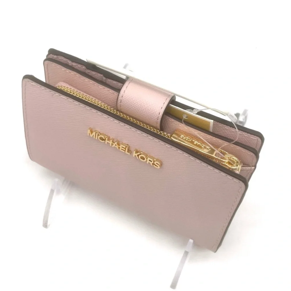 Michael Kors Medium Bifold Zip Chain Wallet Powder Blush (NWT)