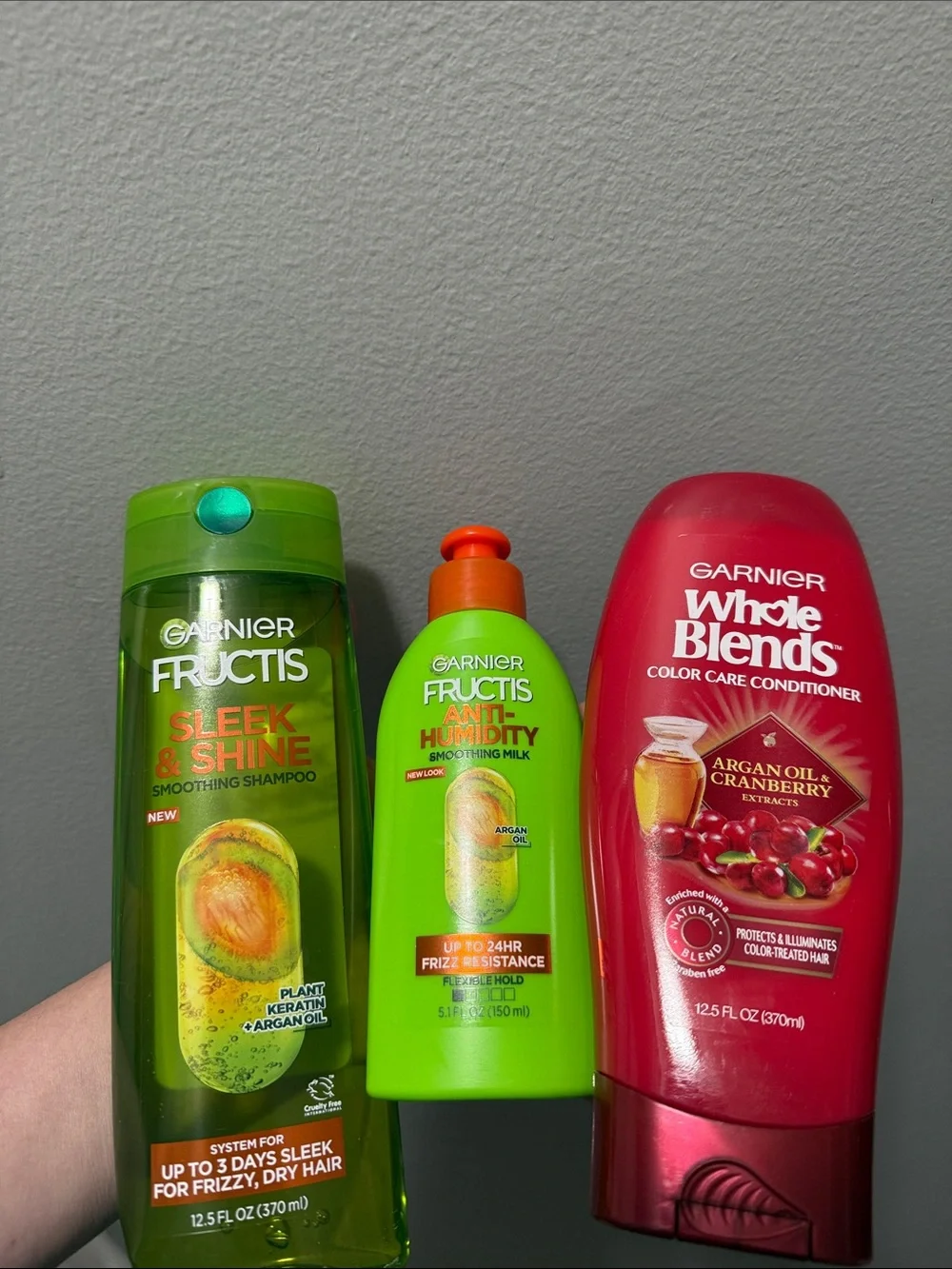 Garnier Fructis & Whole Blends Trio - Green and Red Bottles