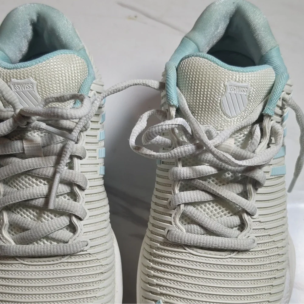 K-Swiss Women's Tennis Shoes Lace-Up Sneakers White/Blue US 6.5 Wide
