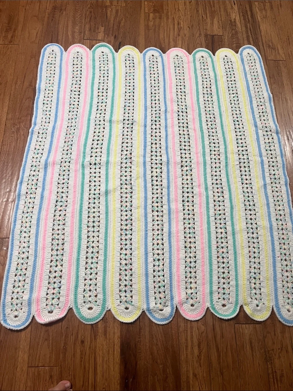 New Handmade Crochet Baby Blanket - Pastel Stripe baby gift afghan 43x50