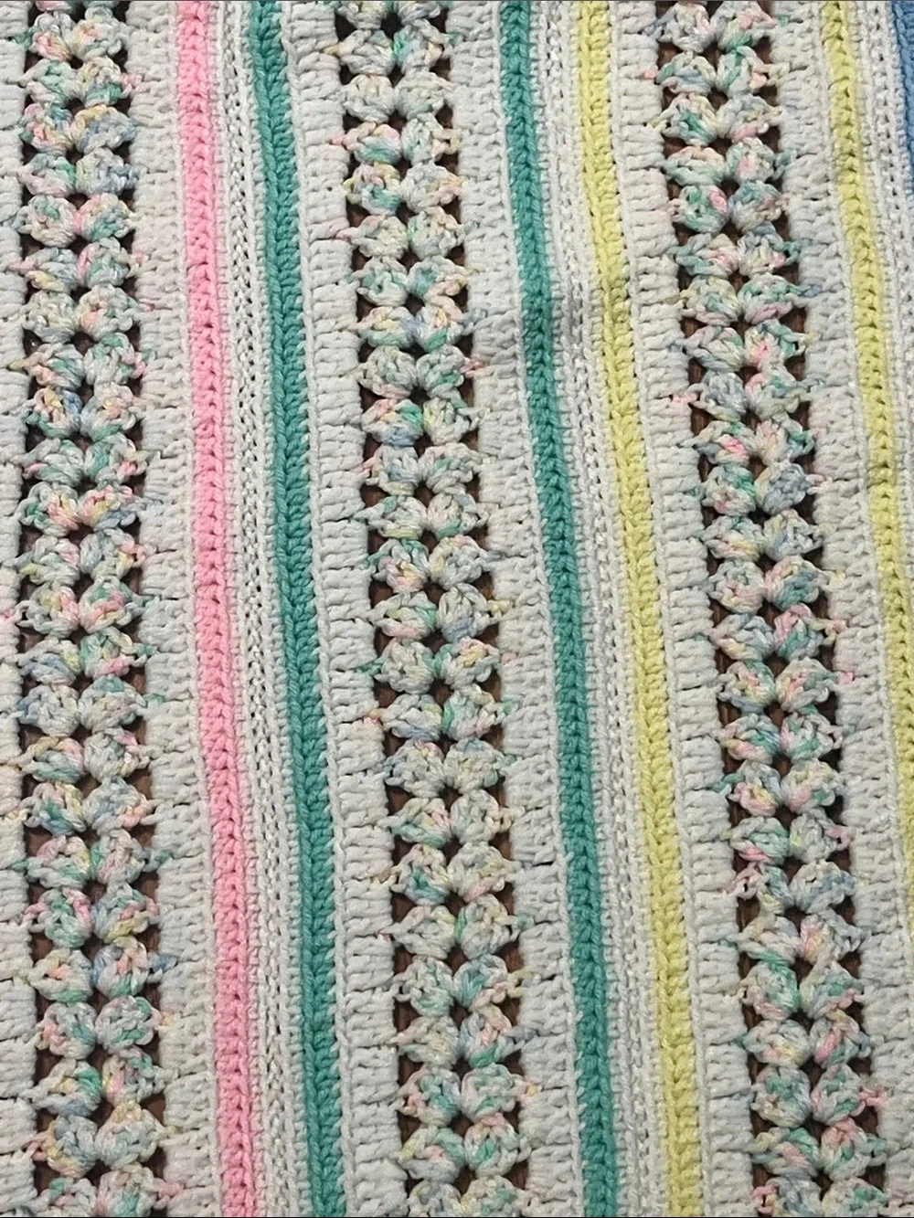 New Handmade Crochet Baby Blanket - Pastel Stripe baby gift afghan 43x50