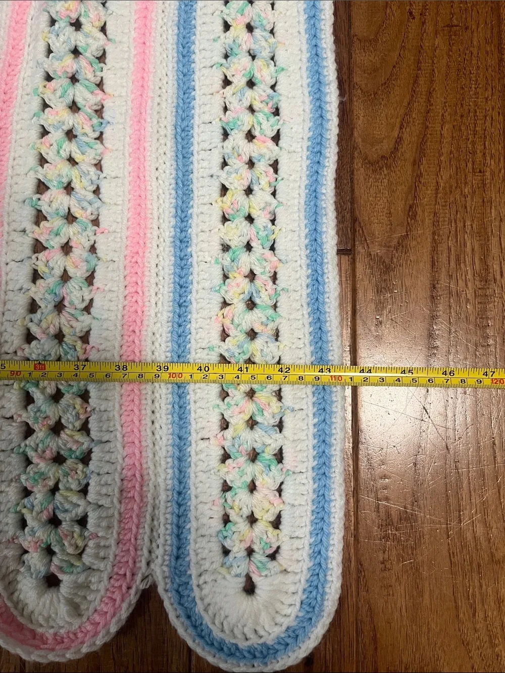 New Handmade Crochet Baby Blanket - Pastel Stripe baby gift afghan 43x50