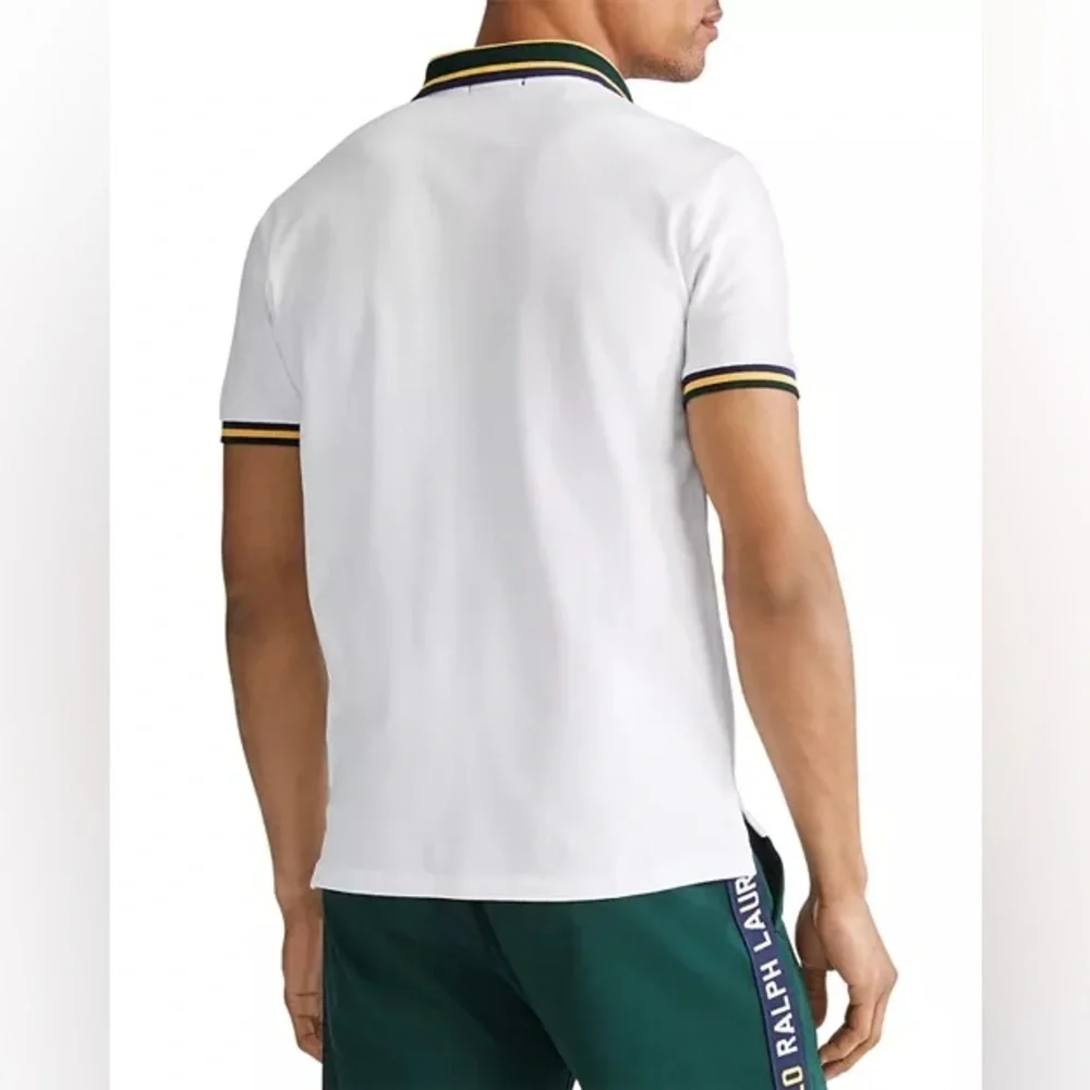 POLO RALPH LAUREN Men's Custom Slim Fit Big Pony Mesh Polo Shirt In White