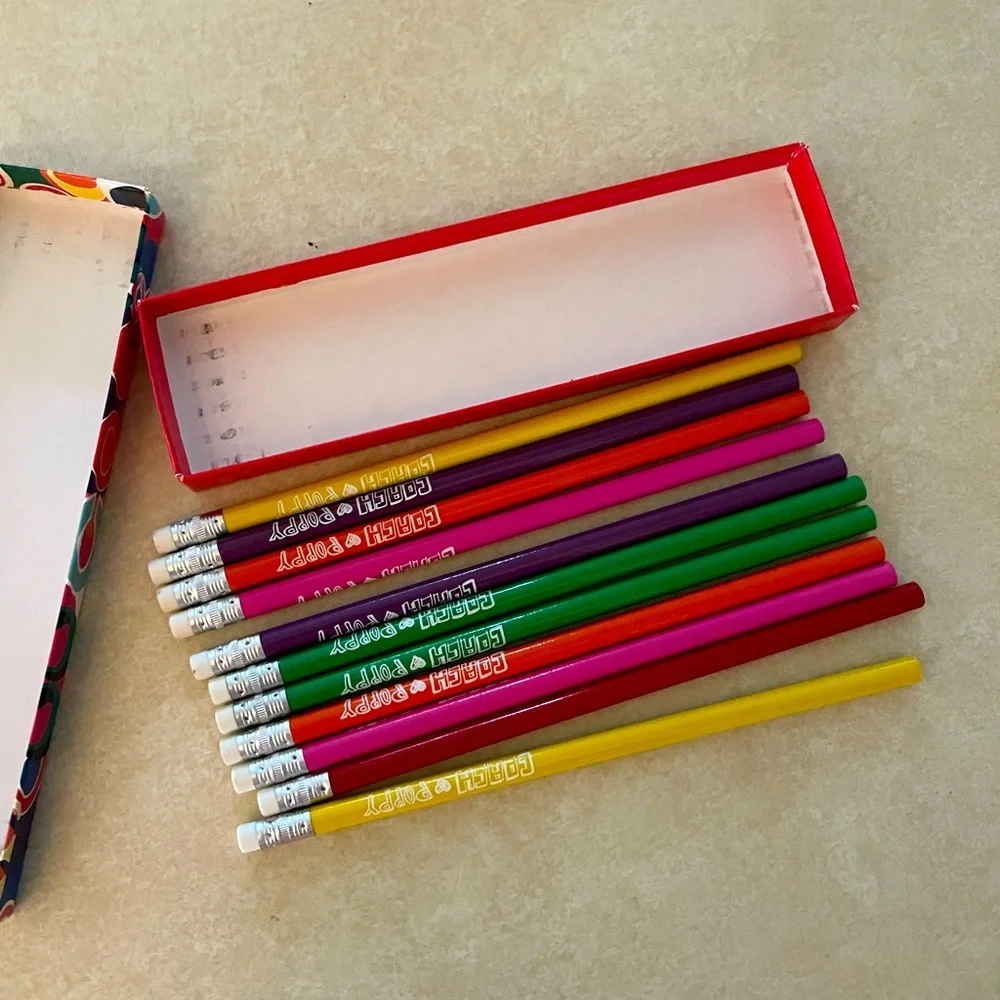 Vintage 2009 Coach Poppy Rainbow Pencil Set NIB Rare Y2K Collector