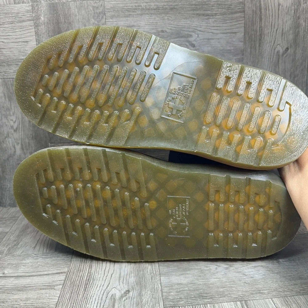 Dr. Martens Maxxy Slide Mens 12 Brown Leather Platform Buckle Sandals NEW