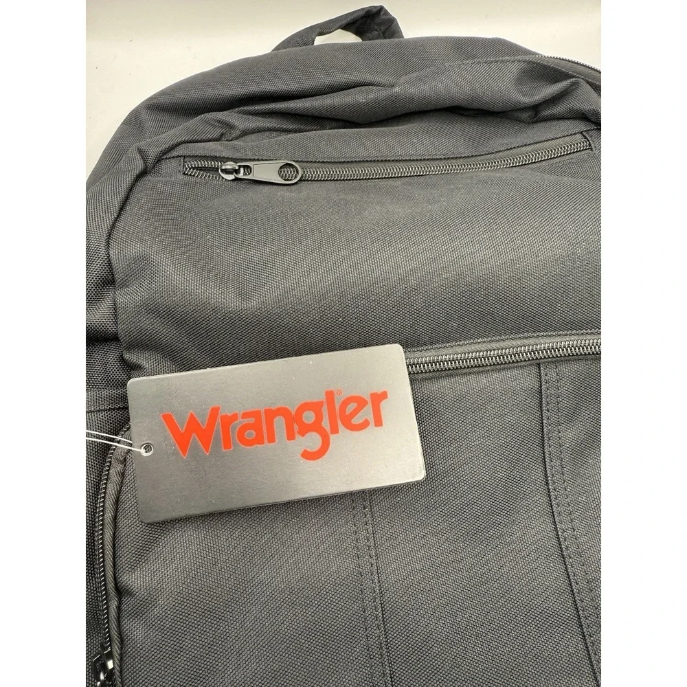Wrangler Black Backpack Laptop School Travel Bag Multi Pocket Bookbag New