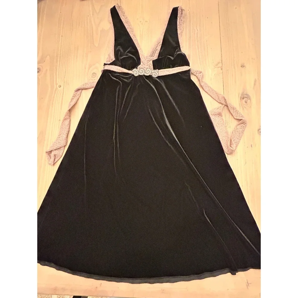 A17 Free People Velvet Mini Dress Lace Trim Sleeveless Party Cocktail‎