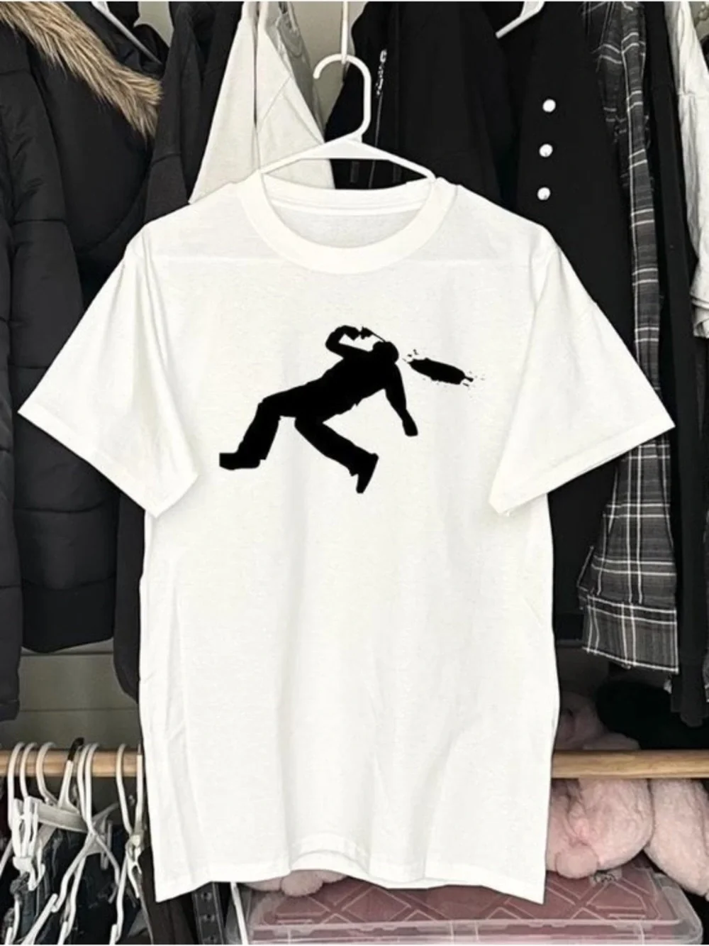 Abstract Funeral Character Pattern White T-shirt