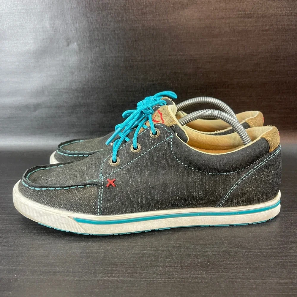 Twisted X Kicks Dura Womens size 7.5 Grey Turquoise Leather Lace Up Casual Shoes