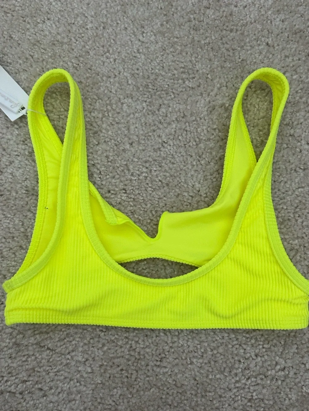 NWT frankies‎ bikinis cole ribbed top lemon drop size small