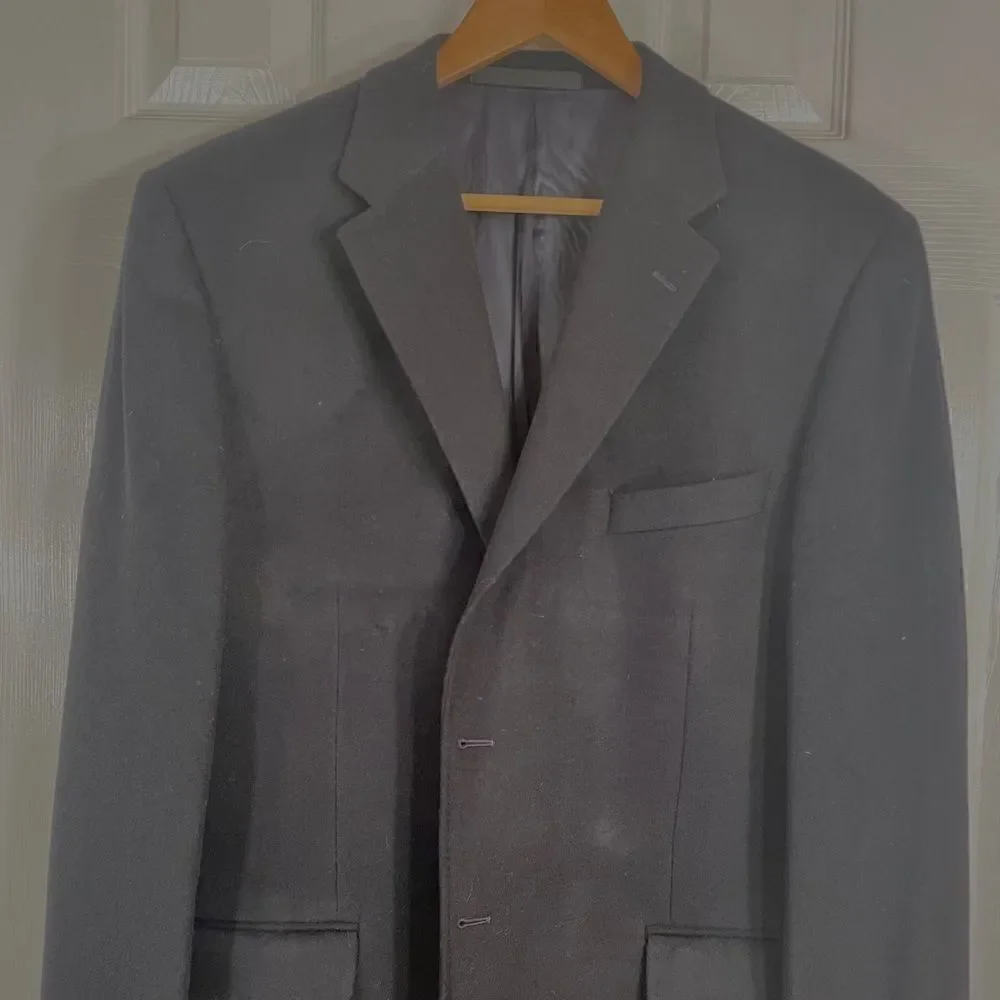 100% BLACK WOOL 2 BUTTON BLAZER by M&S Size 44L
