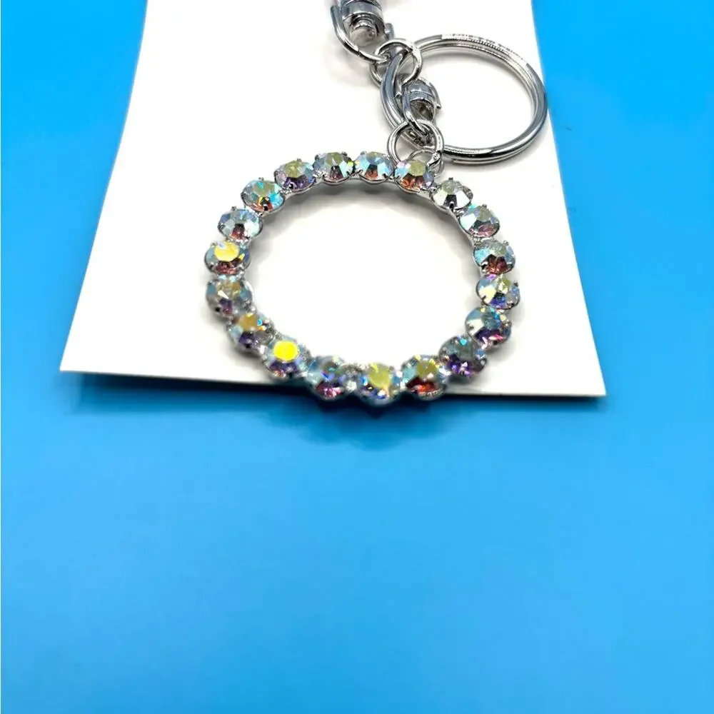 Crystal Rhinestone Bag Charm‎ Keychain with Silver Accents