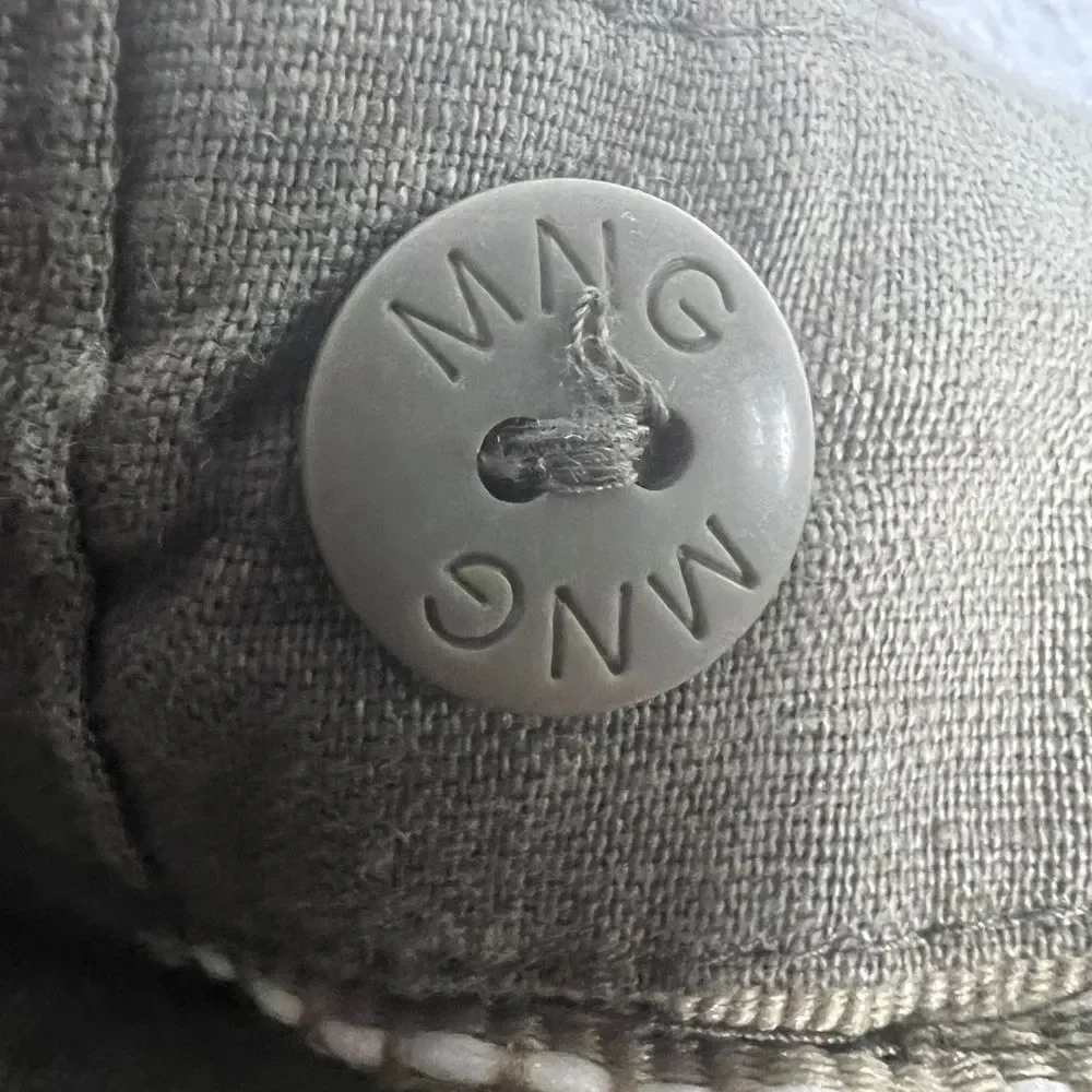 Mango MNG Casual Sportswear Cotton Linen Collection Olive Green‎ Pant Size 6