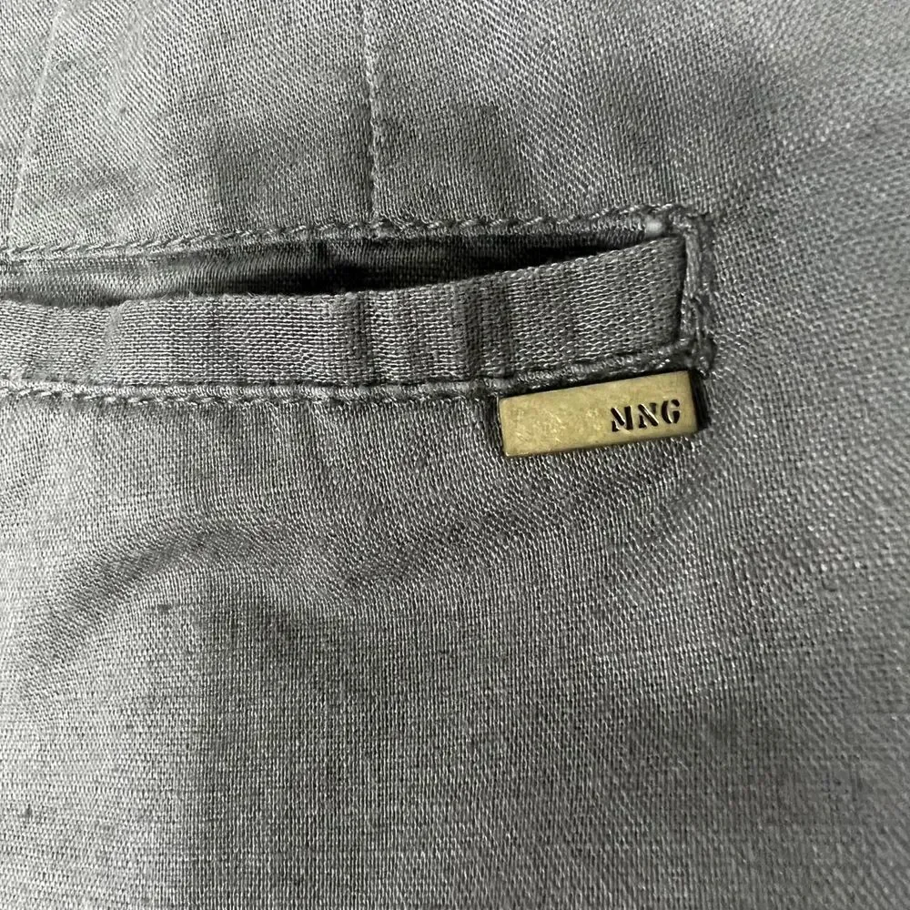 Mango MNG Casual Sportswear Cotton Linen Collection Olive Green‎ Pant Size 6