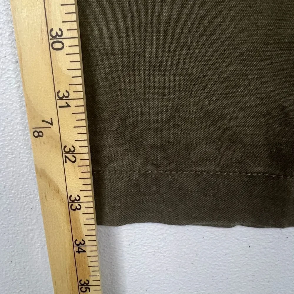 Mango MNG Casual Sportswear Cotton Linen Collection Olive Green‎ Pant Size 6