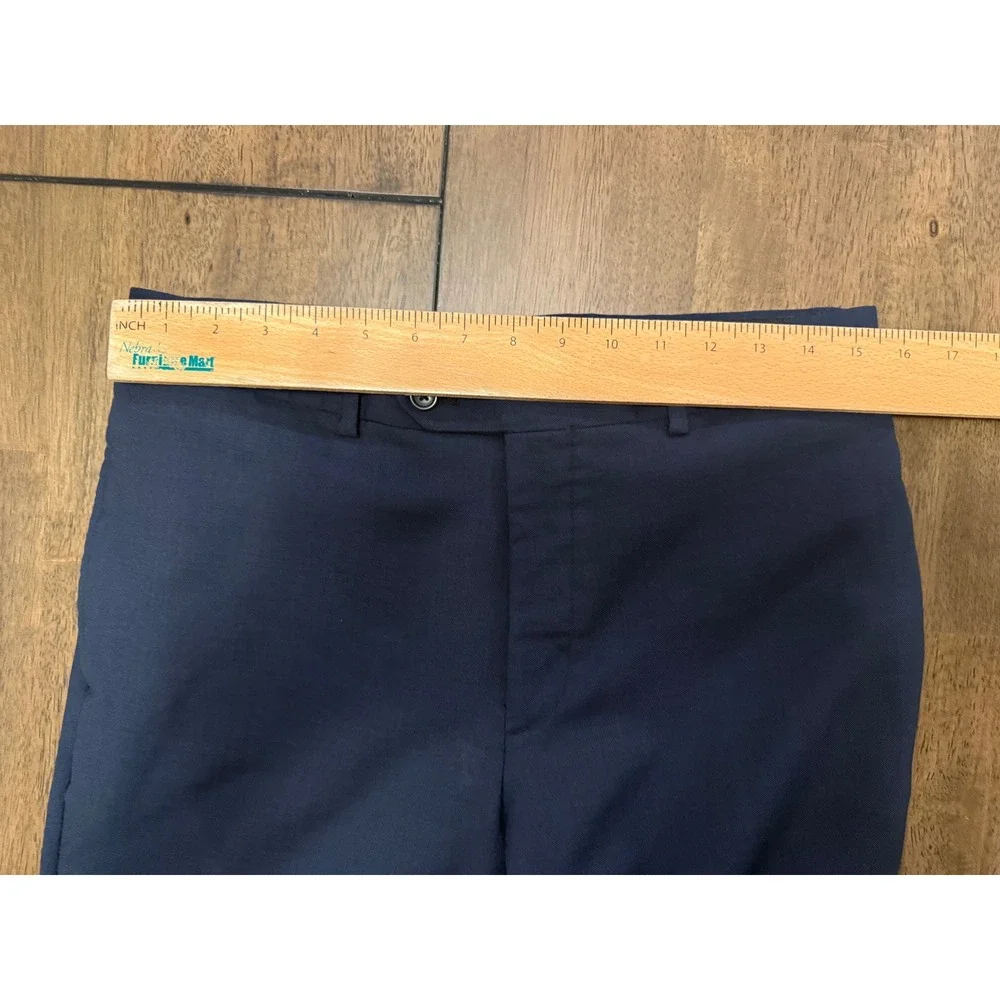 Pronto Uomo Platinum Mens Navy Blue Flat Front Dress Pants Slacks 32x29