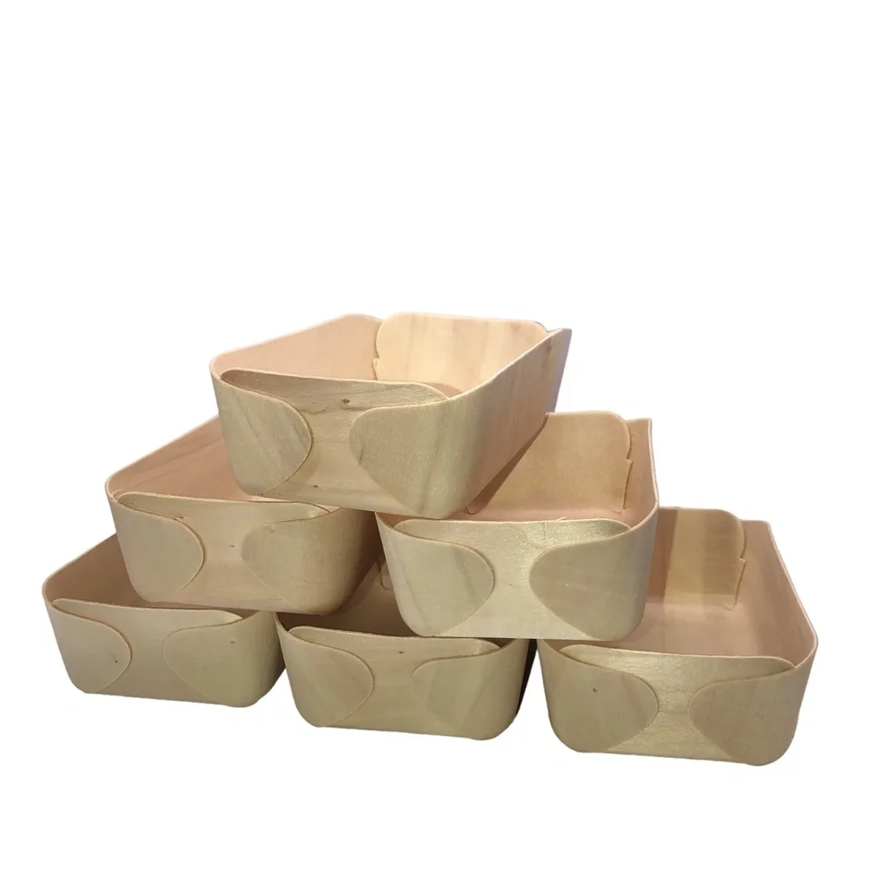 Set of 6 Farmstand & Farmer's Market Wooden Fiber Container Storage Baskets