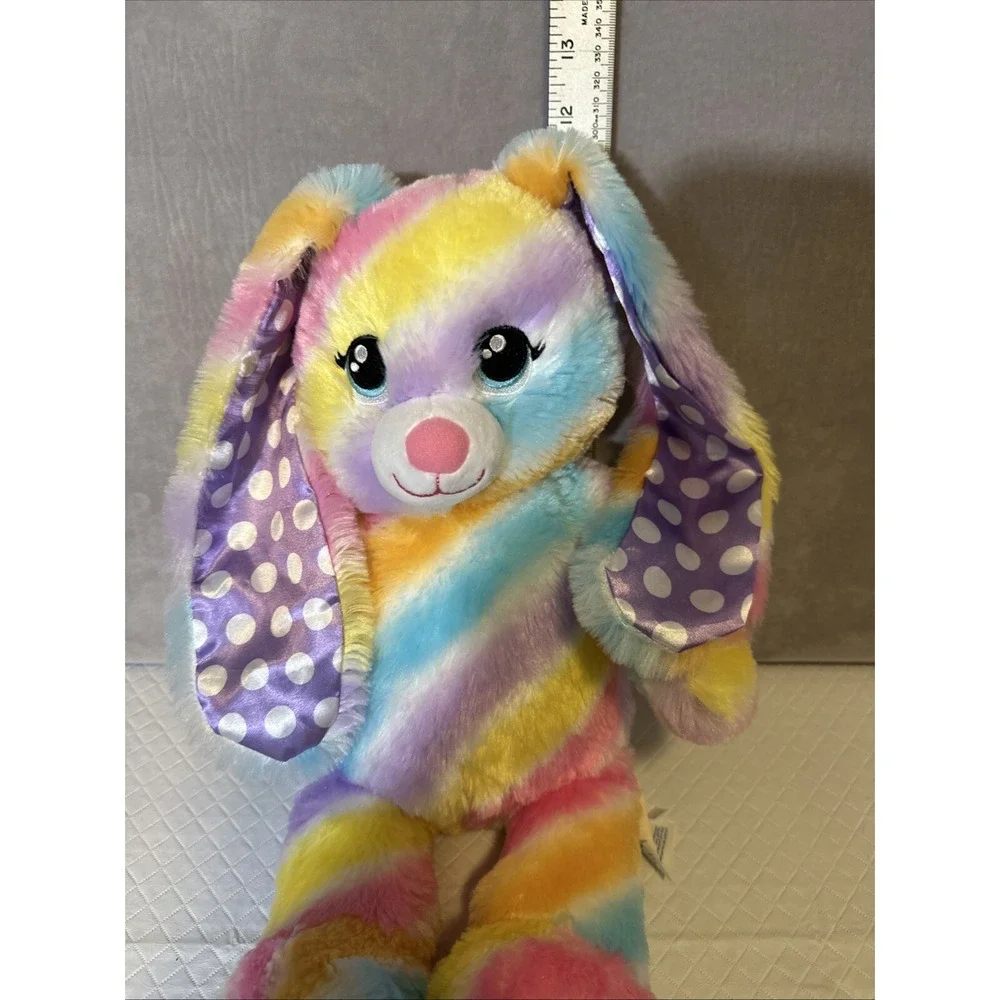 Build A Bear BAB Rainbow Easter Stripe‎ Polka Dot Bunny Rabbit Plush Tie Dye 17