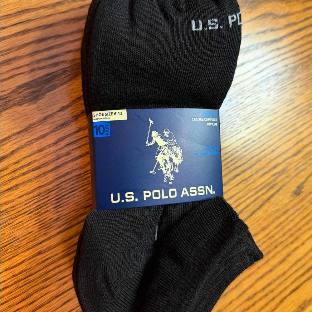 Men’s Black socks Size 6-12 U.S. Polo Assn. ‎ 10 Pair NWT