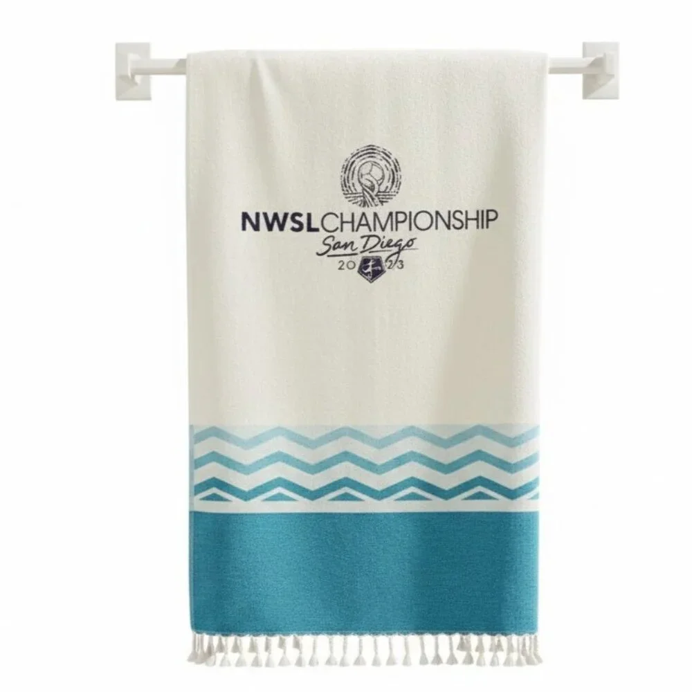 Terrytown Championship Blue White Striped Beach Towel Swim‎ Pool Blanket Wrap