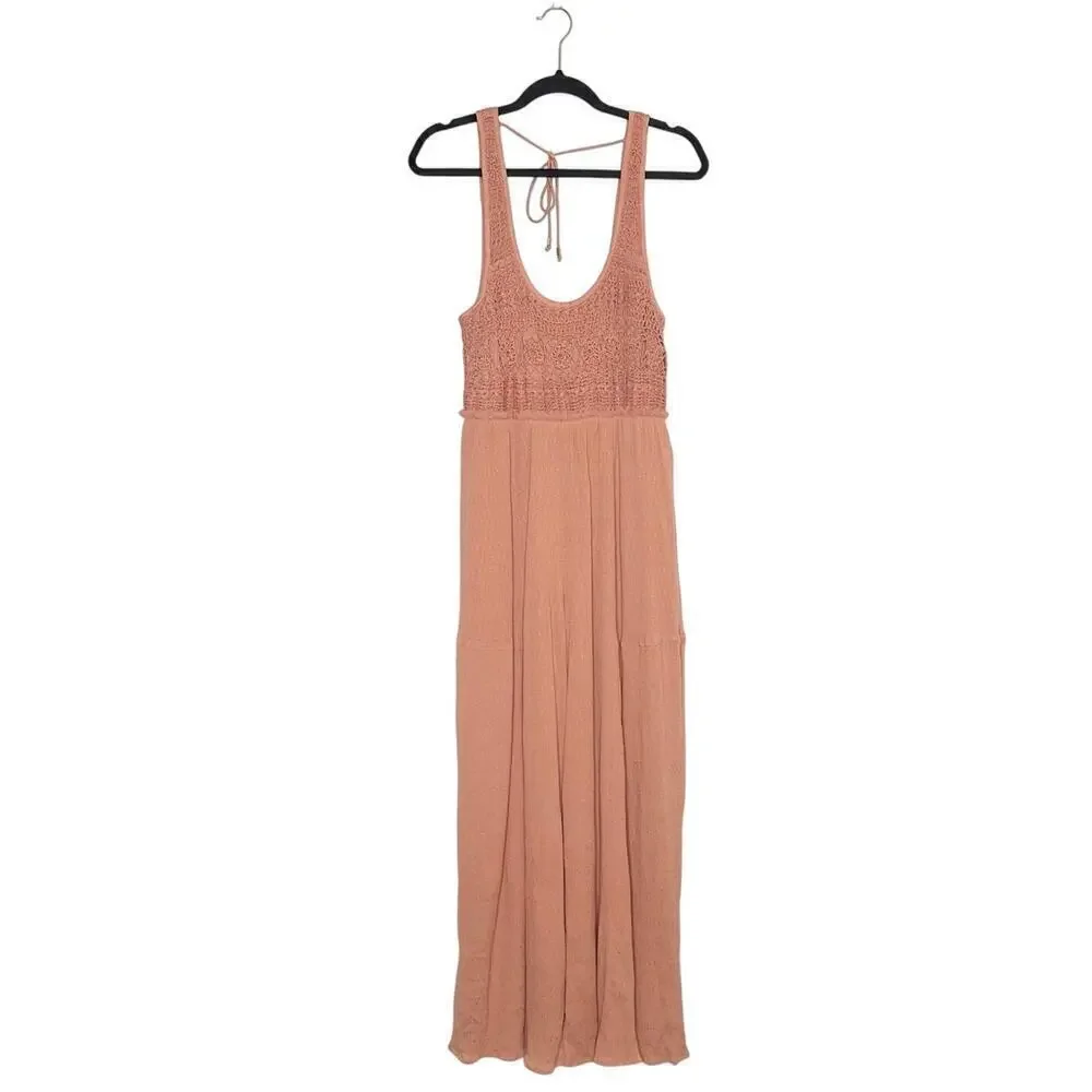 NWT Free People Soleil Wide Leg Jumpsuit Women's Peach Size Medium