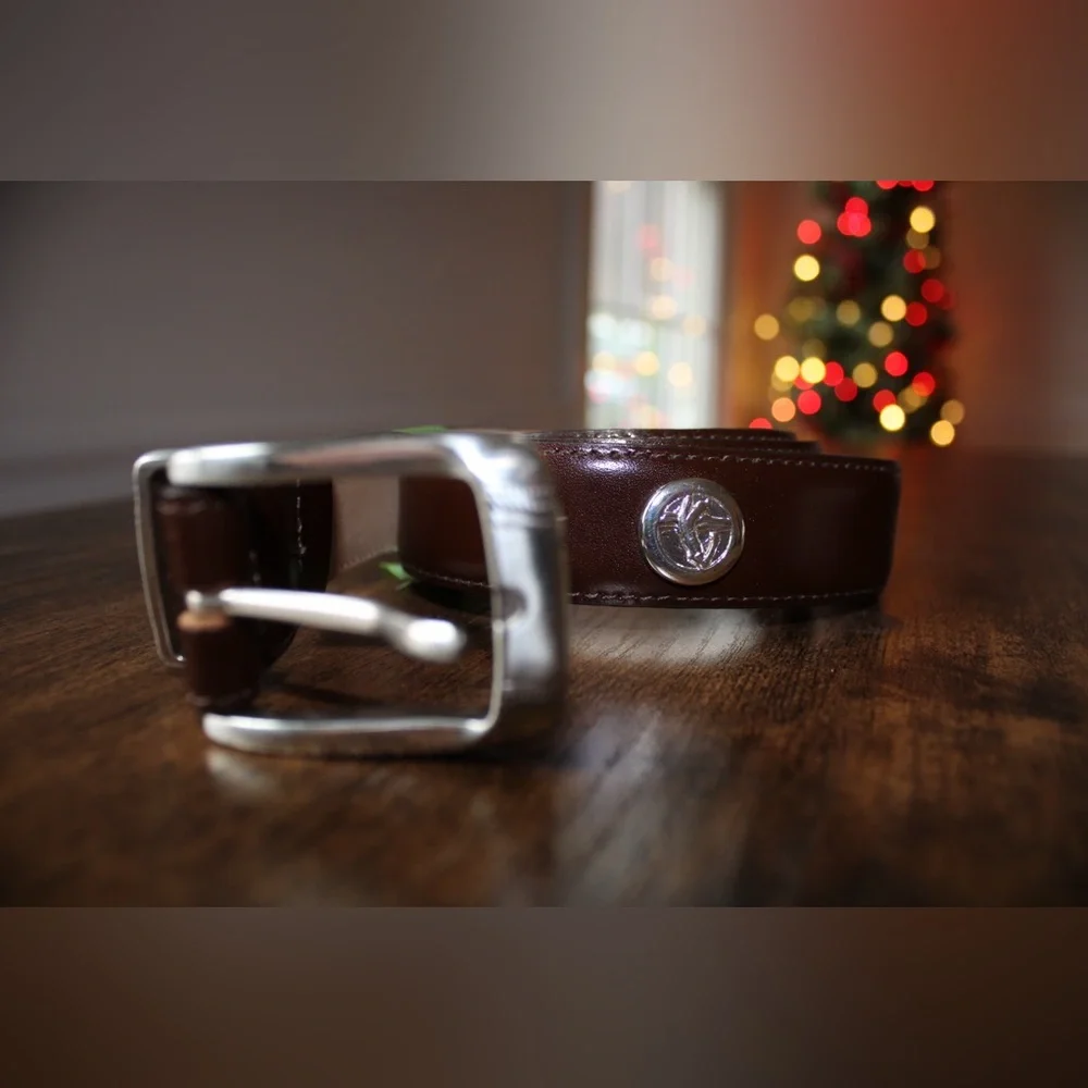 Canterbury Genuine Leather Brown Belt with Silver Buckle