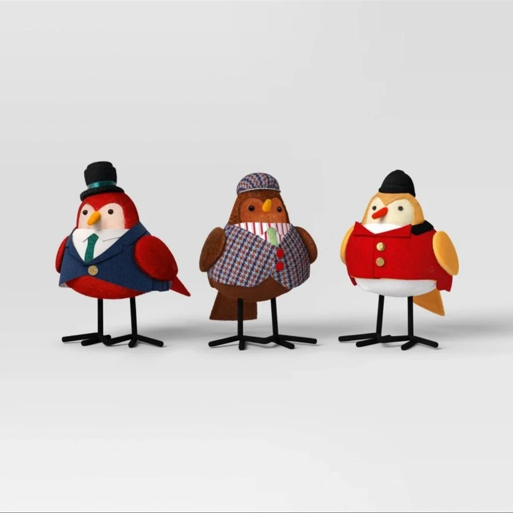 Charming Bird‎ Figurine Set - Red, Brown, Yellow