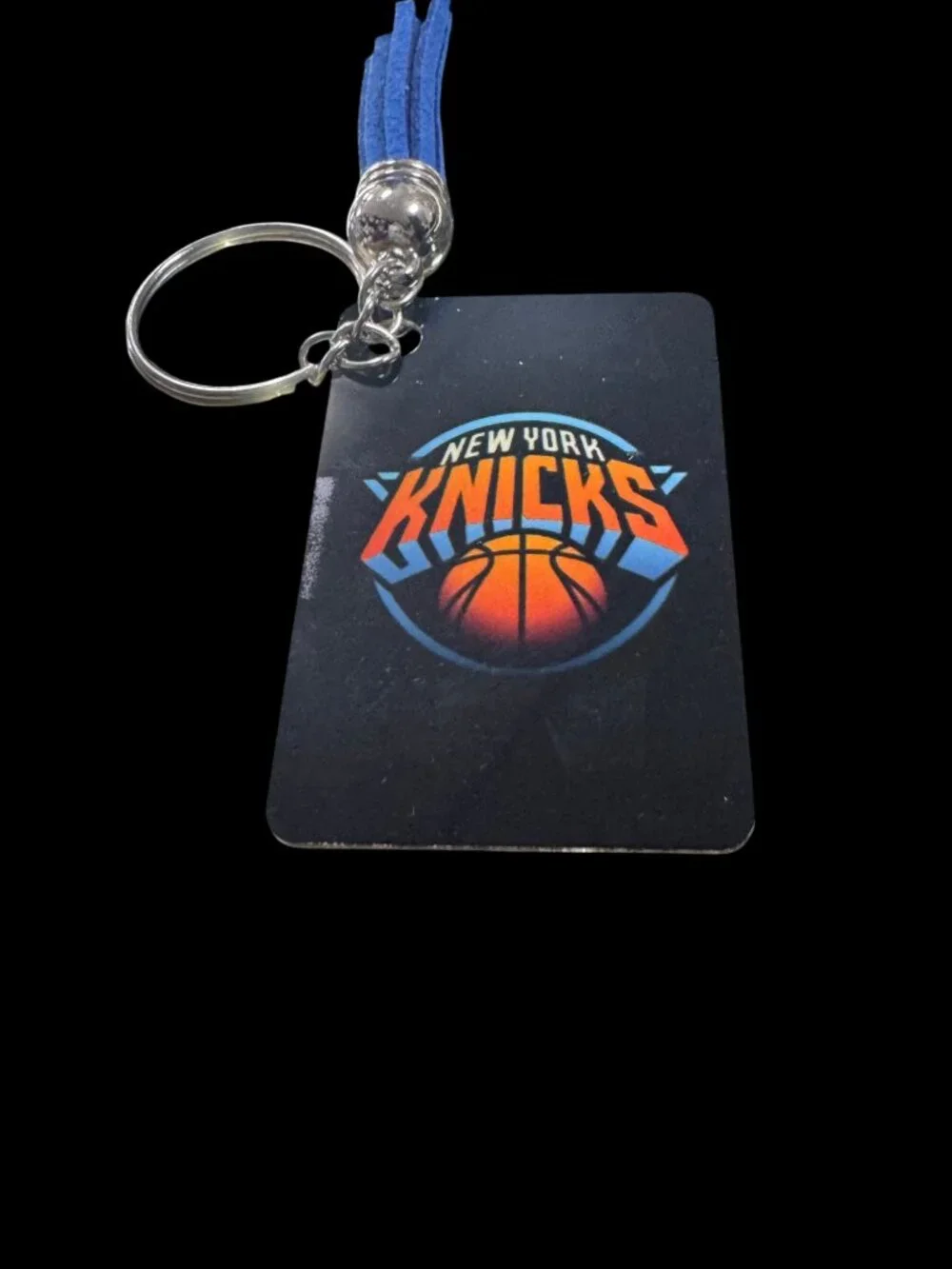 New York Knicks Metal Keychain with Blue Tassel, NBA Basketball Team Logo Key
