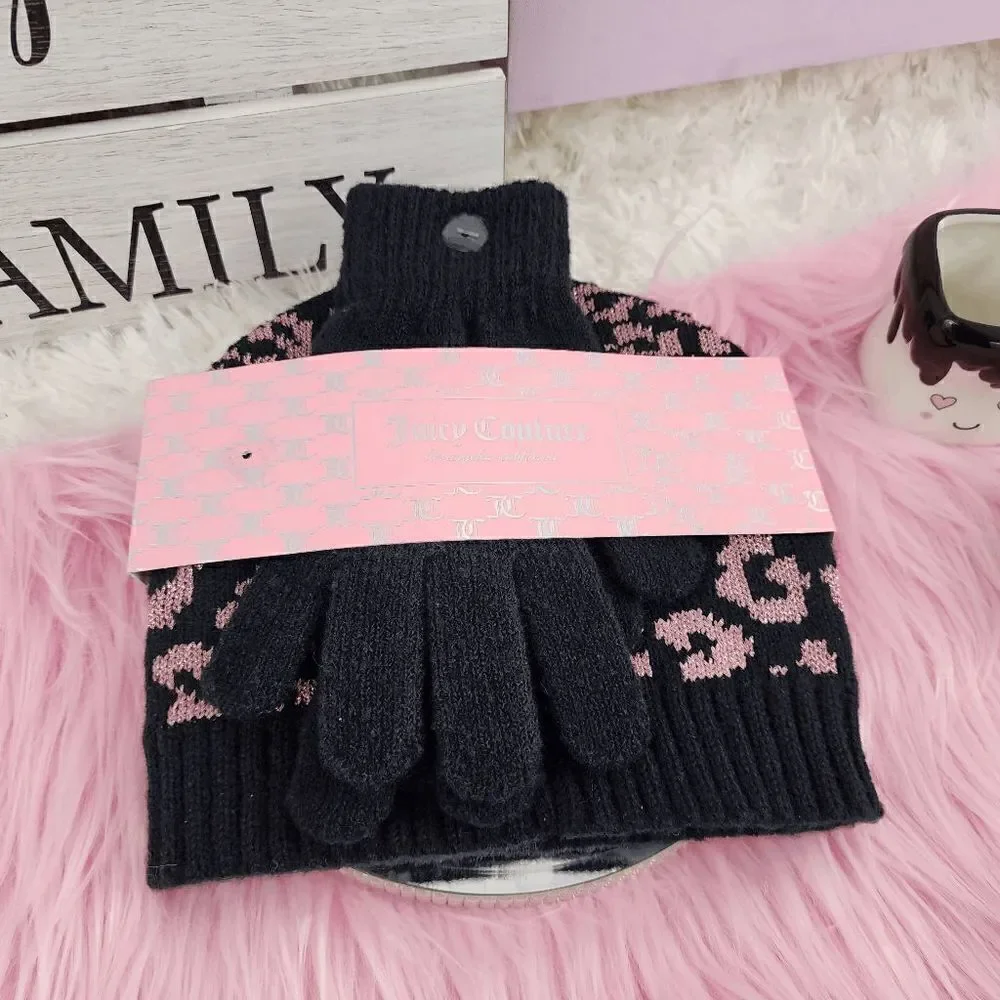 NWT {Juicy Couture} 2 Pieces Gift Set Knit Hat and Magic Gloves NWT