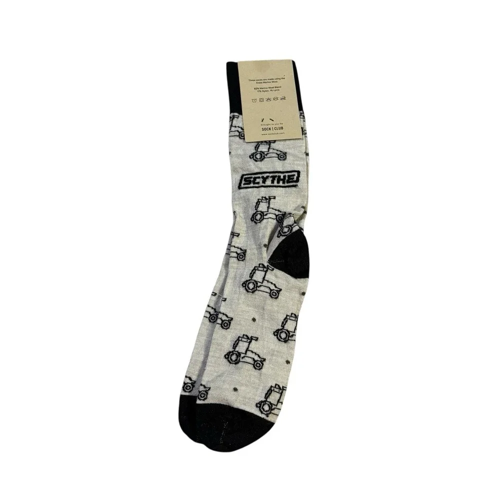 Scythe Golf Print Calf Socks Tan Black Mens Large‎