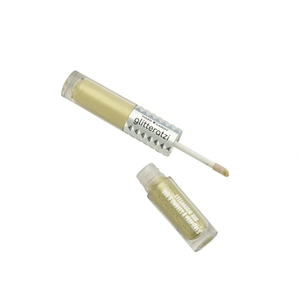 Hard Candy Glitteratzi Eye Duo 1544 Sunbeam Sheen Gold Chrome Glitter NIB