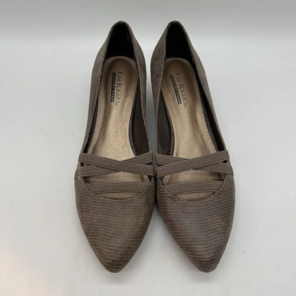 Kim Rogers Olissa Classic Pump Women's 6.5M Brown Faux Reptile Textile Heels