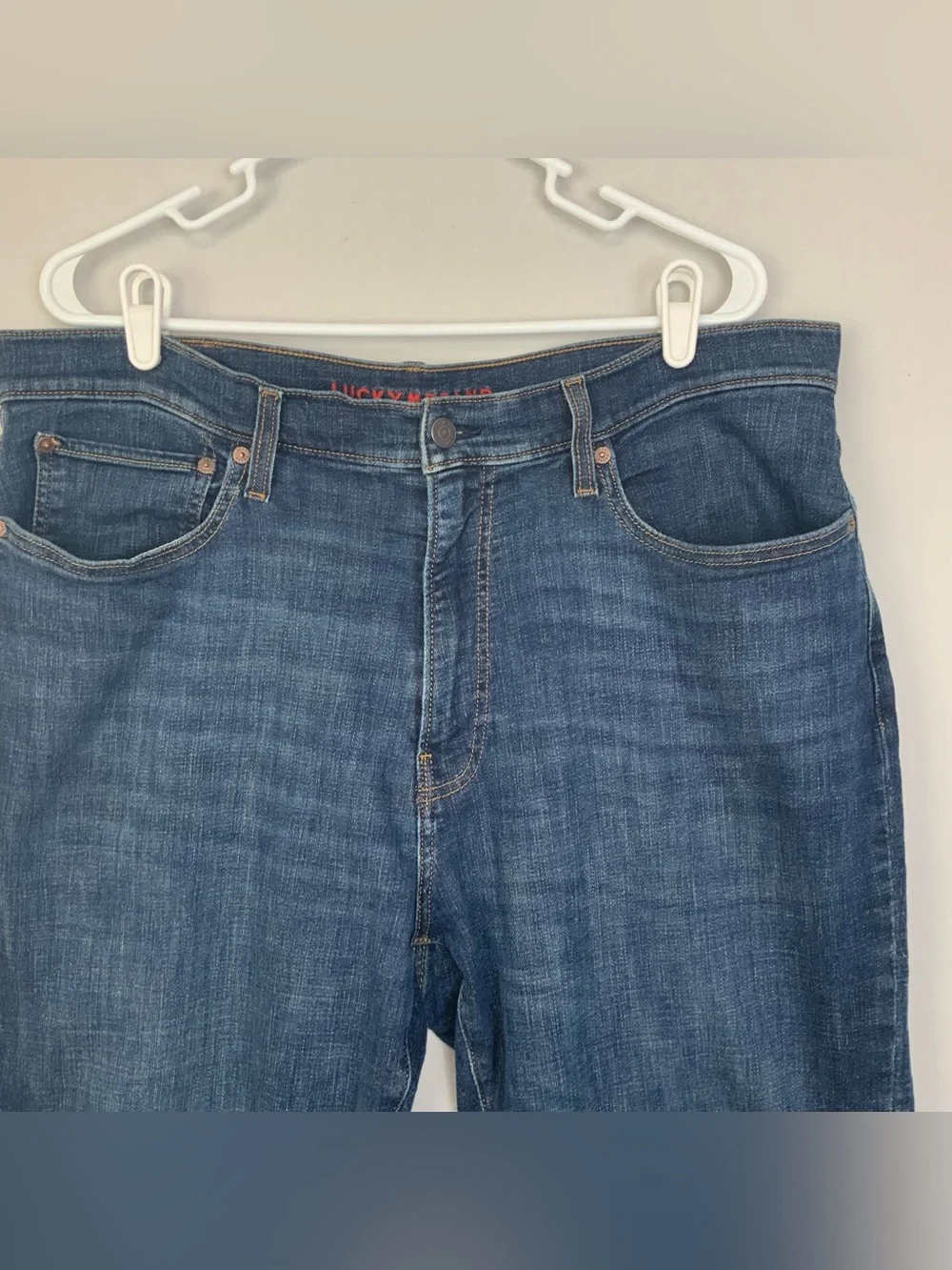 Lucky Brand Mens 38x30 Dark Blue 121 Slim Straight Denim Jeans Stretch